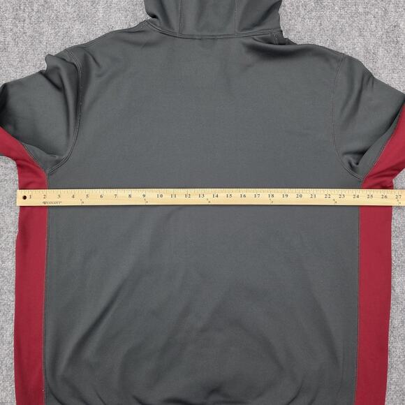 Nike Hoodie Mens XL Gray Red Therma-Fit Pullover Sweatshirt Fleece Athletic - Picture 4 of 16